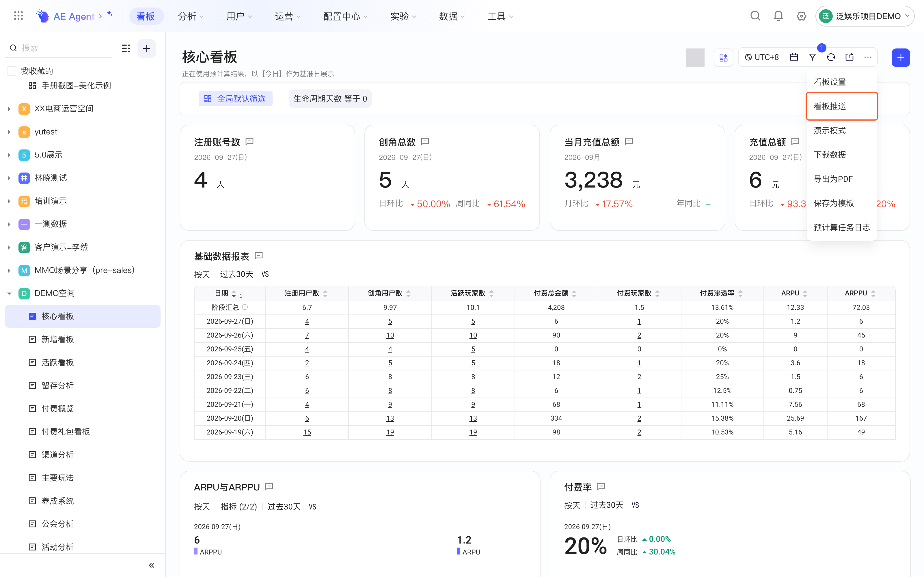 看板右上角的更多菜单，框出「看板推送」