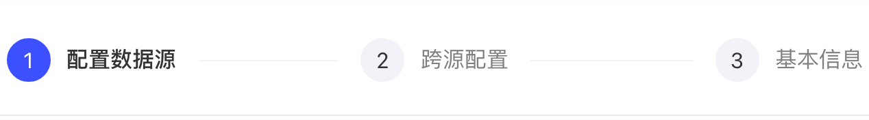 创建跨源资产的步骤条，当前在第 1 步「配置数据源」